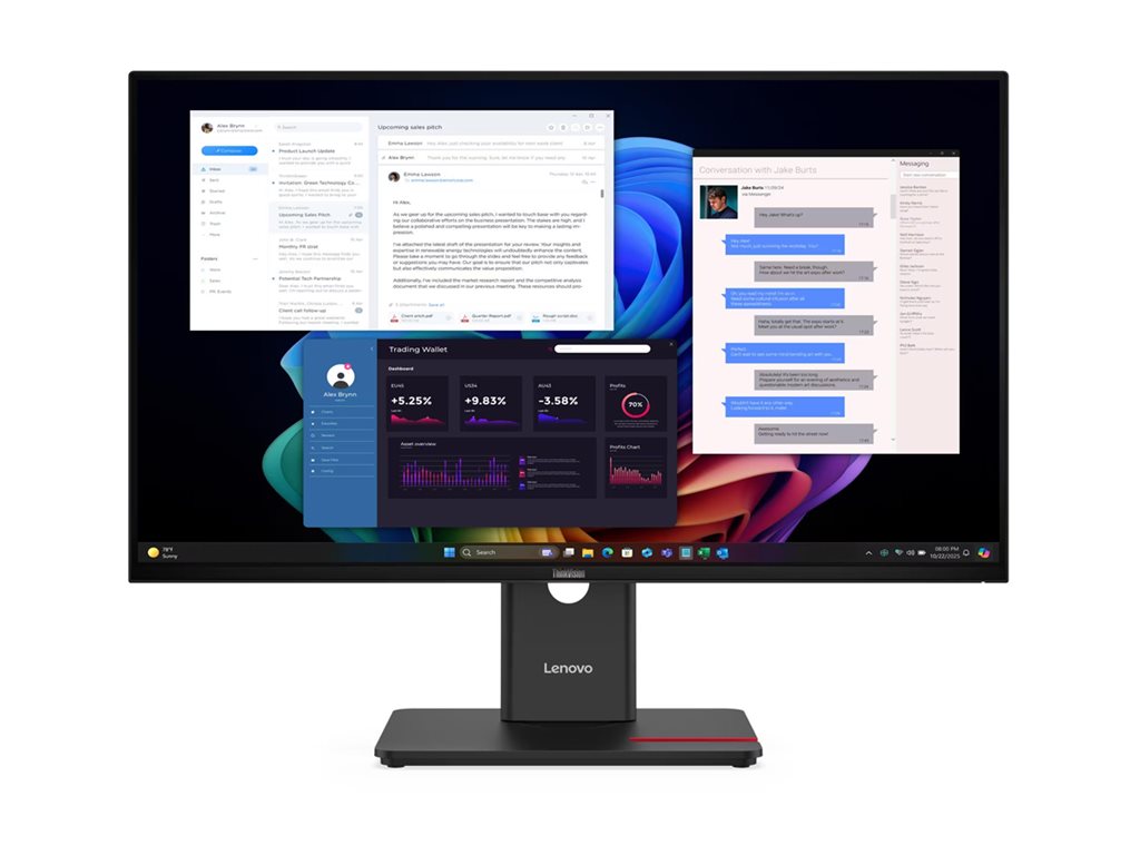 Lenovo ThinkVision T27UD-40 - LED-Monitor - 68.6 cm (27") - 3840 x 2160 4K @ 60 Hz - IPS - 350 cd / m² - 1500:1 - DisplayHDR 10 - 4 ms - HDMI, DisplayPort, USB-C - Finsternis schwarz